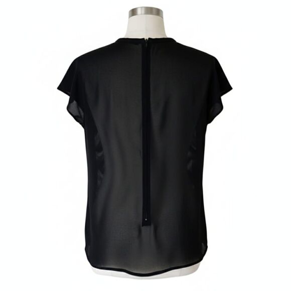 Liz Claiborne Art Deco Black & White Geometric Blouse Cap Sleeve Top Sz S - Picture 5 of 9